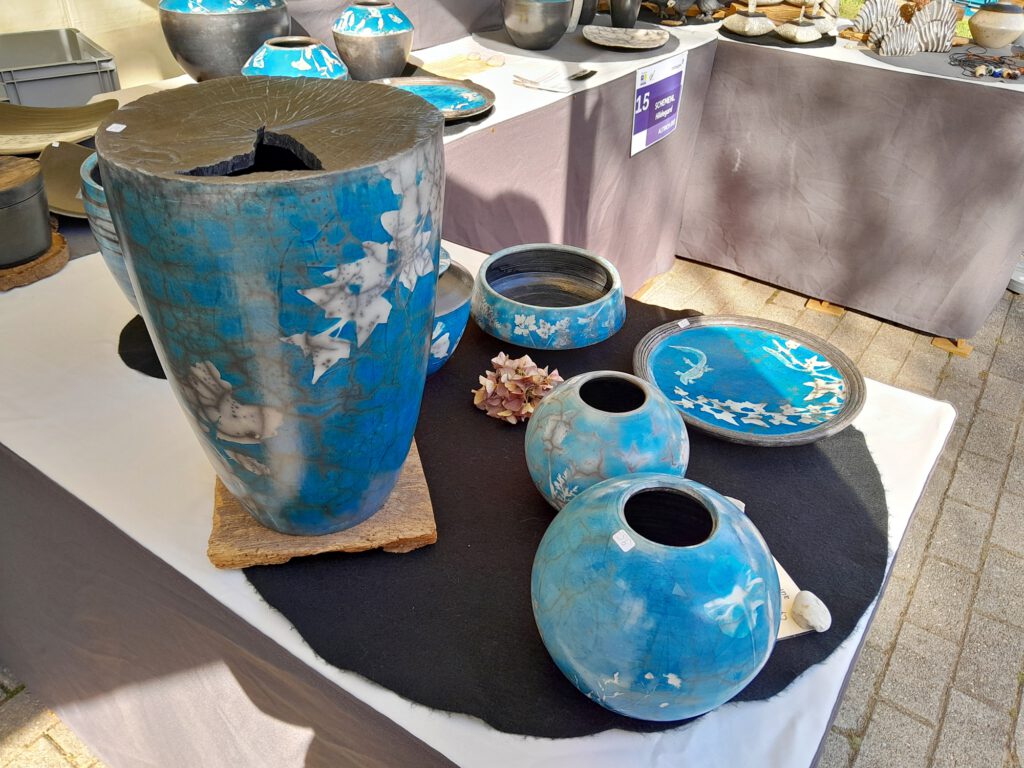 Schemehl Raku Keramik mit Cyanotypie